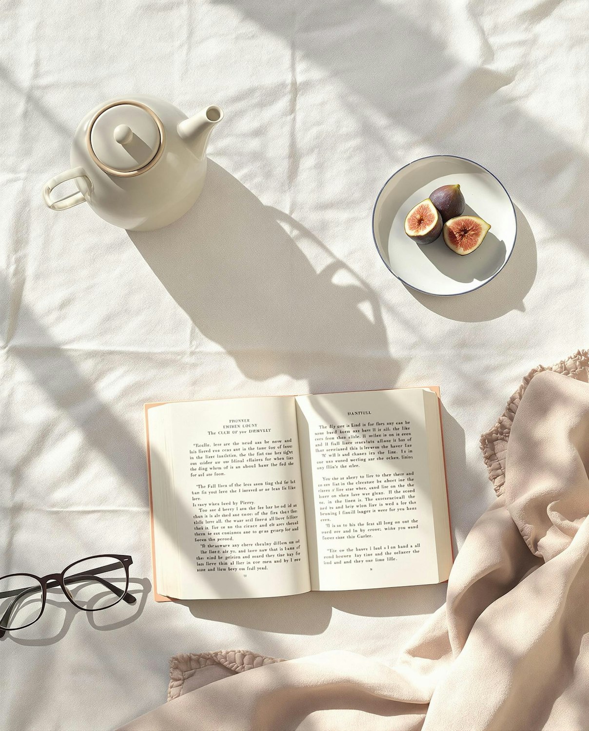 An open book on a table in soft natural light